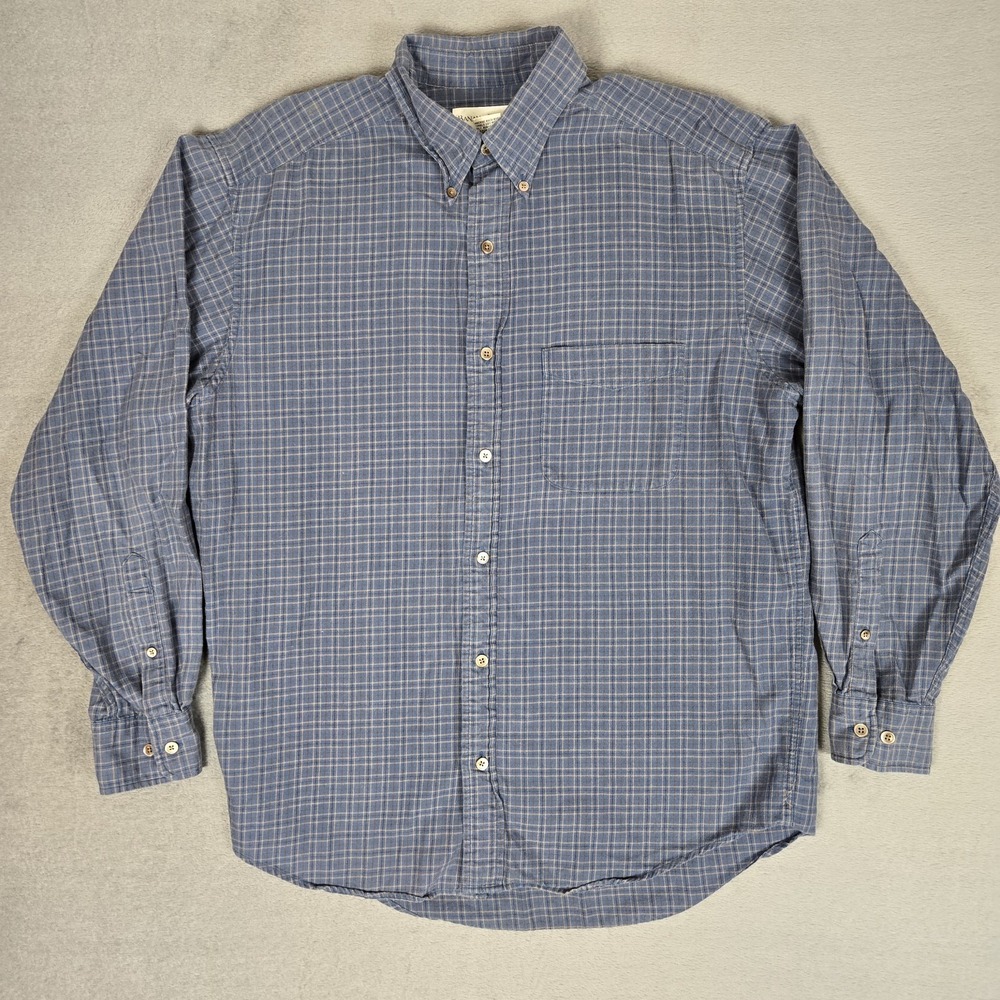 Vintage Banana Republic Flannel Shirt Mens Medium Button Down Blue Plaid